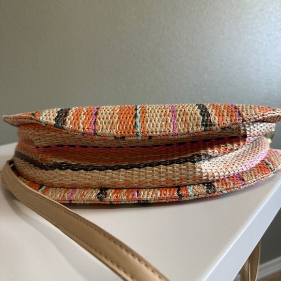 JustFab Wicker Circle Bag with Cane Handle and Boho Colors - Picture 9 of 9